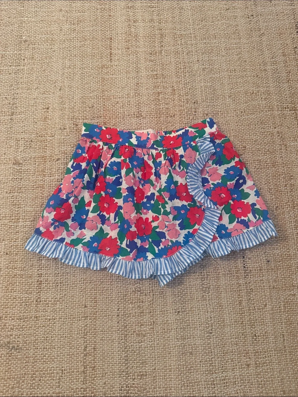 Mini Boden Wrap Frill Skort Floral Bunch Pink, Red, Blue, Green 3-4Y